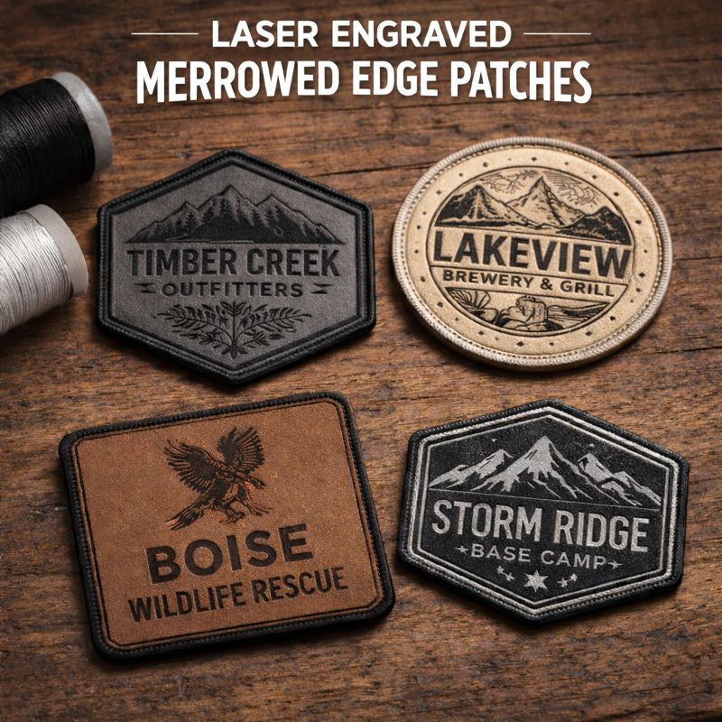 Laser Engraved Merrowed Leatherette Patch