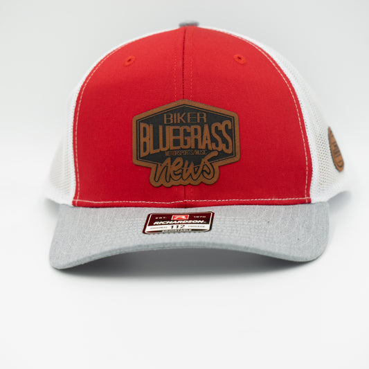 Snapback Trucker Cap - Red / White / Heather Grey - Bluegrass Biker News