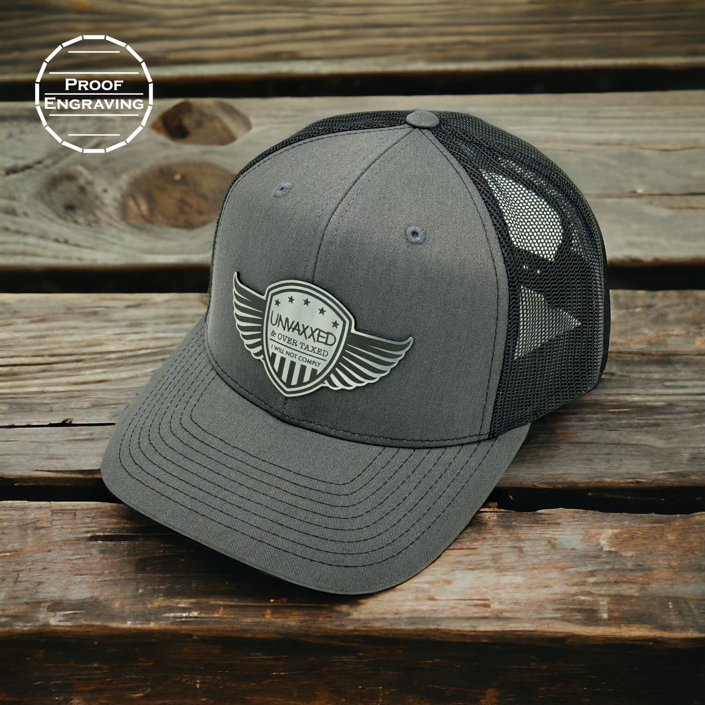 Unvaxxed Trucker Hat - Charcoal/ Black