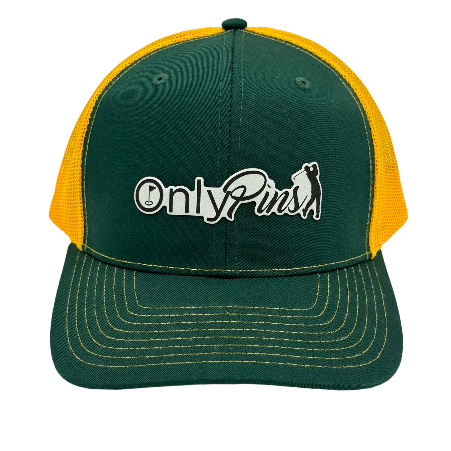 "Only Pins" Trucker Hat - Dark Green/ Gold