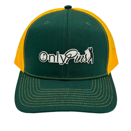 "Only Pins" Trucker Hat - Dark Green/ Gold