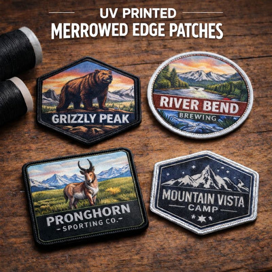 UV Printed Merrowed Leatherette Patch