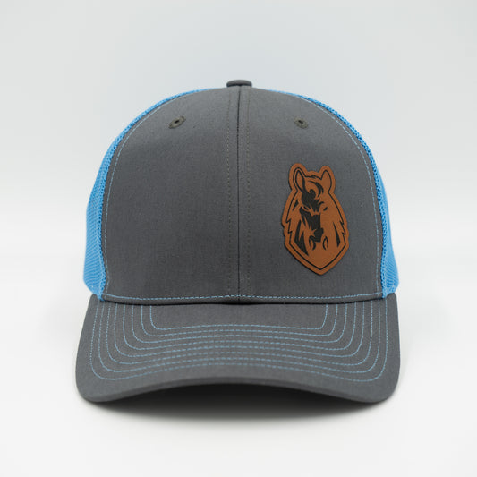 Snapback Trucker Cap - Charcoal / Columbia Blue - Mustang