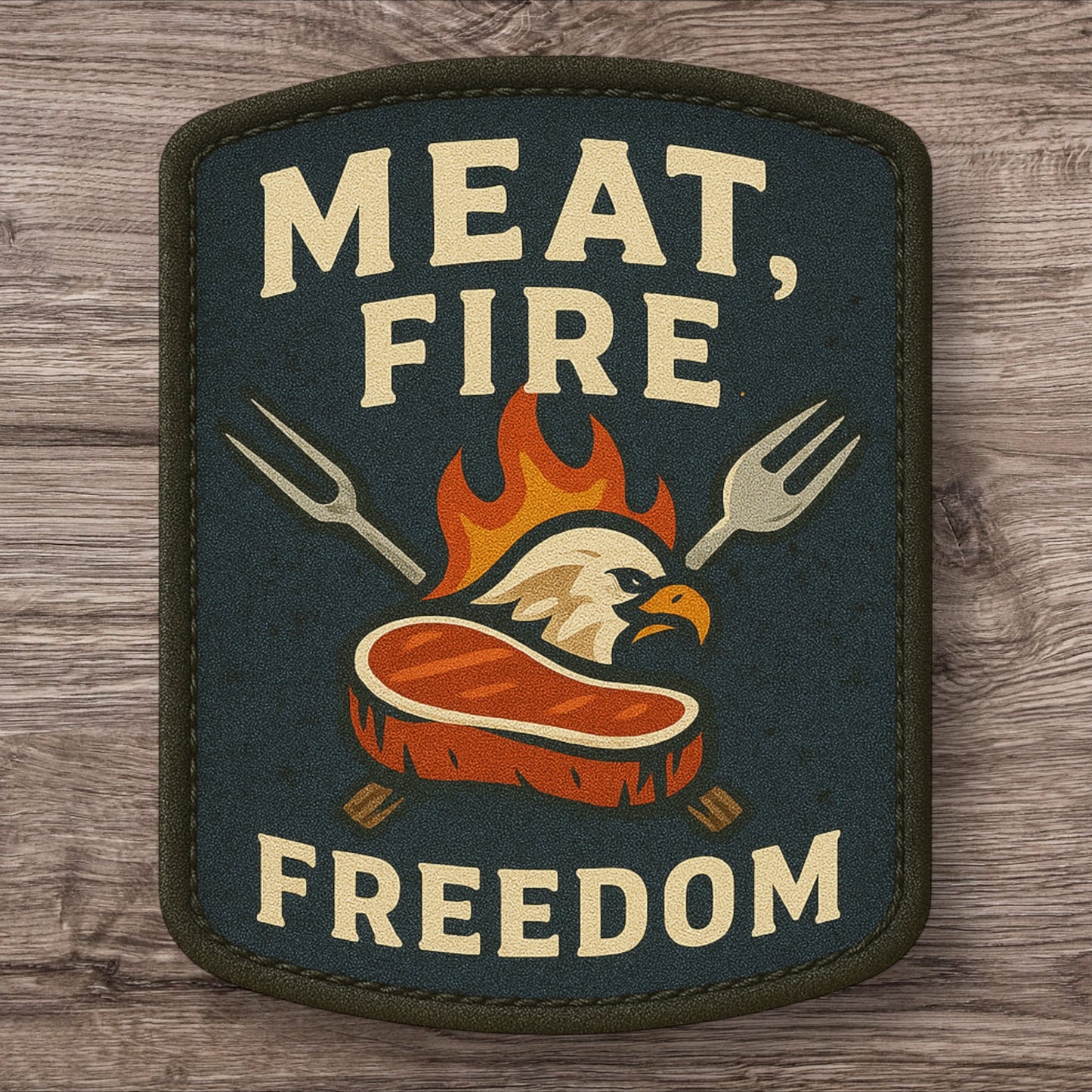 Meat, Fire, Freedom - UV Printed Patch