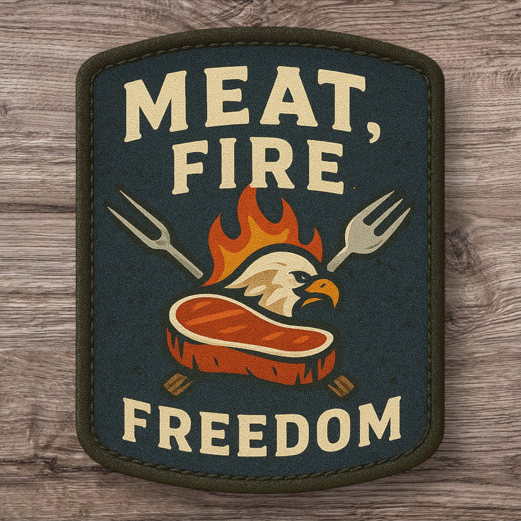 Meat, Fire, Freedom - UV Printed Patch