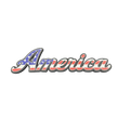 America Script Patch – Patriotic Flag Lettering Hat Patch (UV Printed)