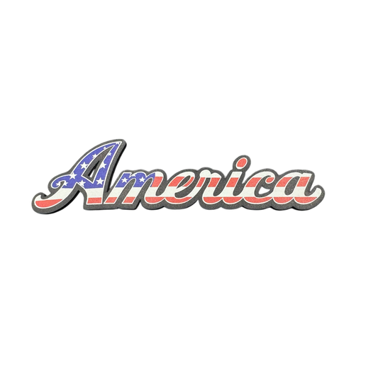 America Script Patch – Patriotic Flag Lettering Hat Patch (UV Printed)